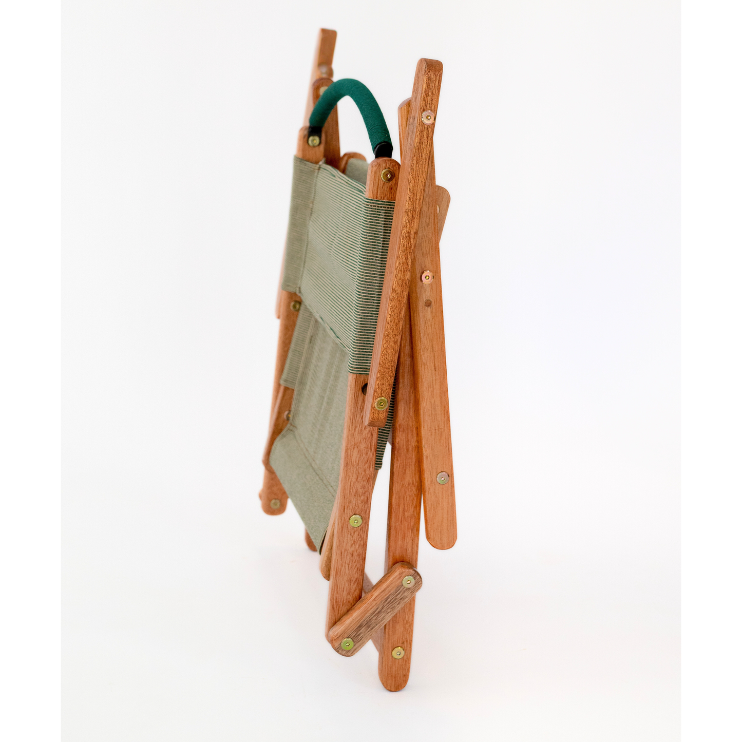 green folding camping chair