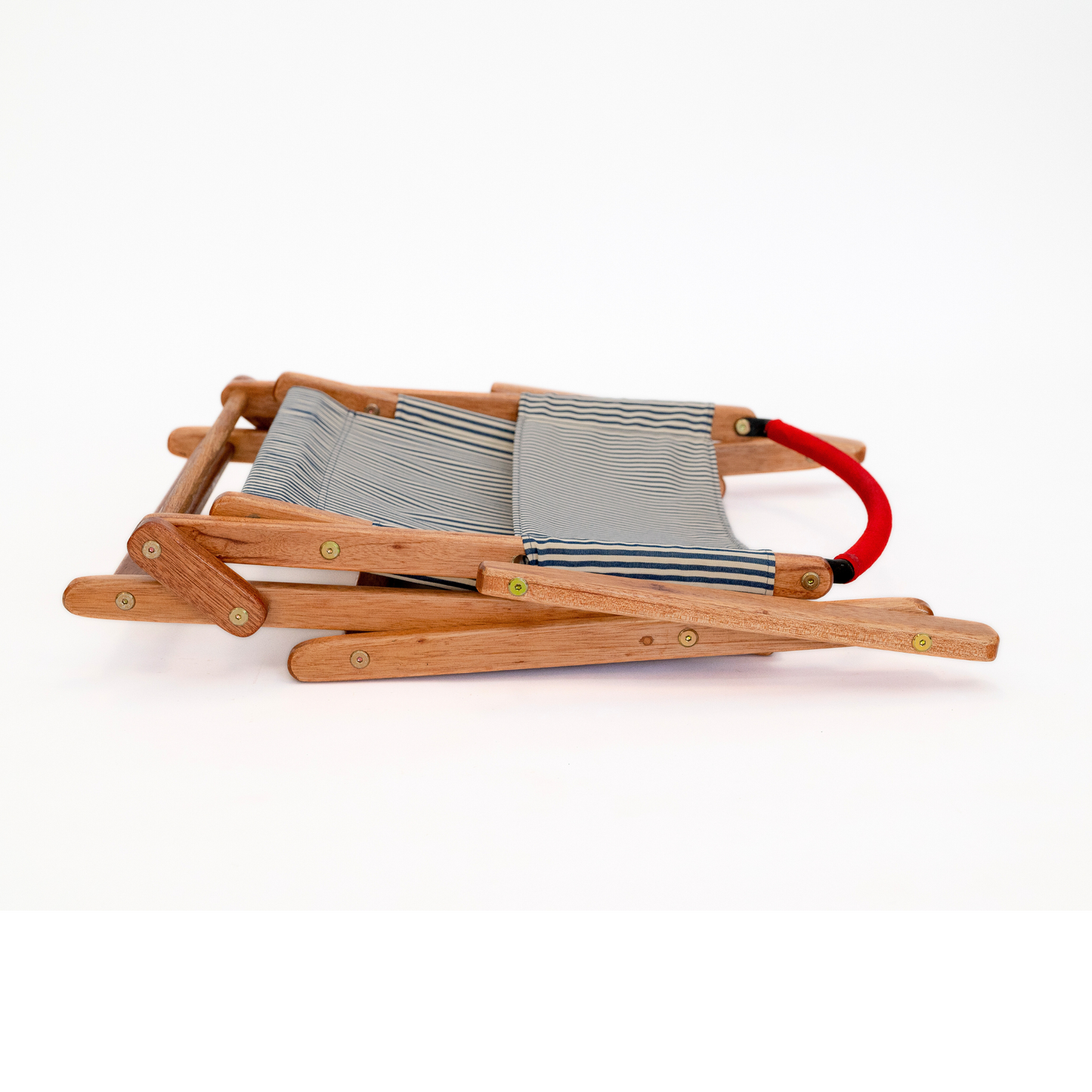 blue and white stripe folding chair