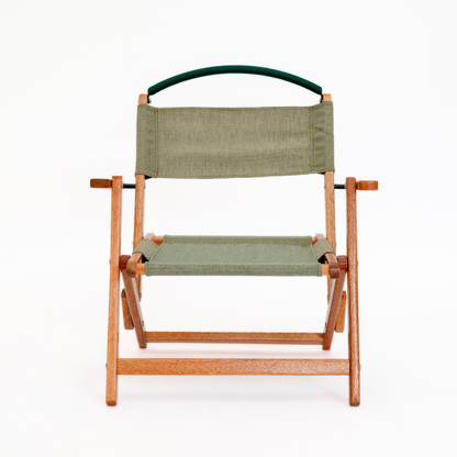 green folding camping chair