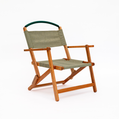 green folding camping chair