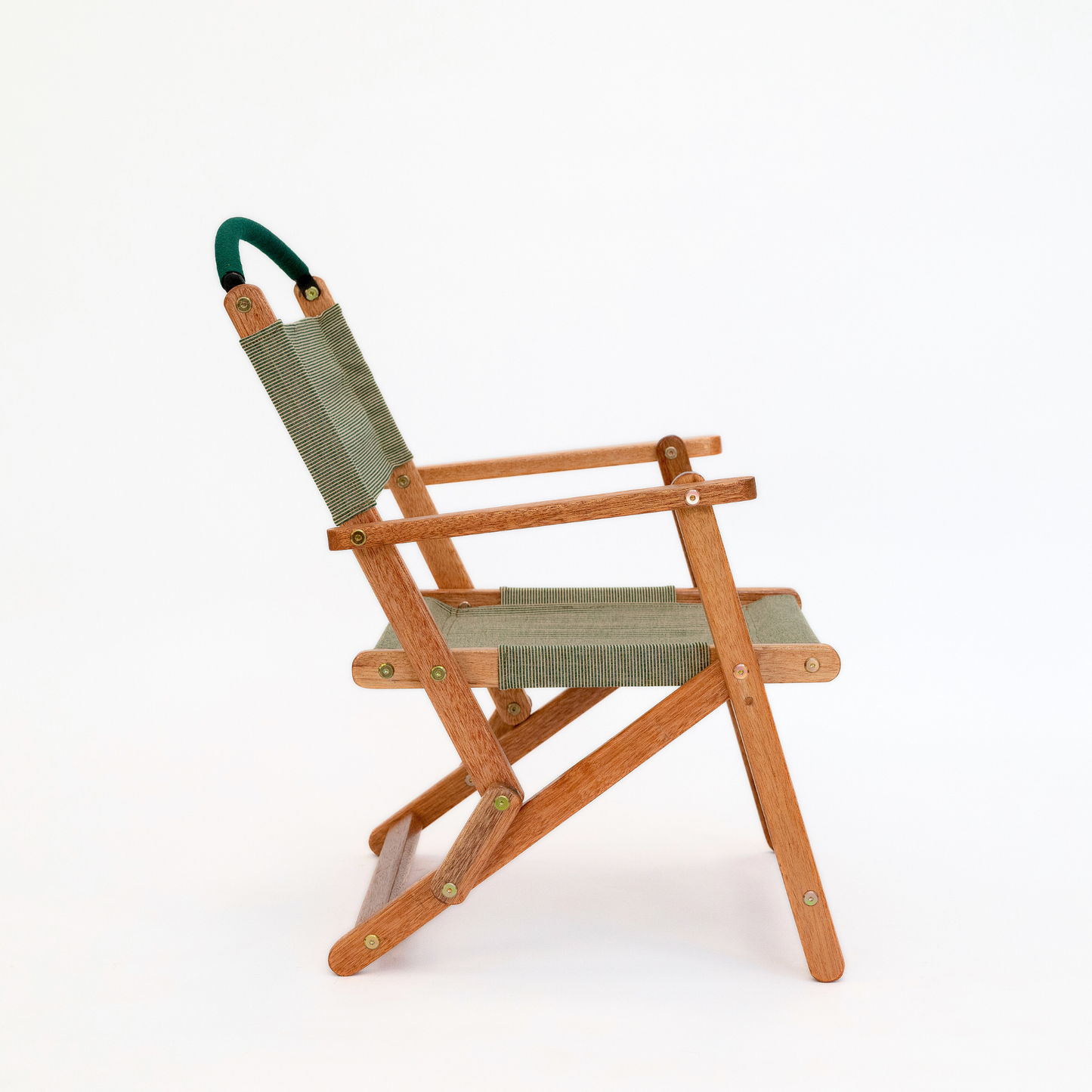 green folding camping chair