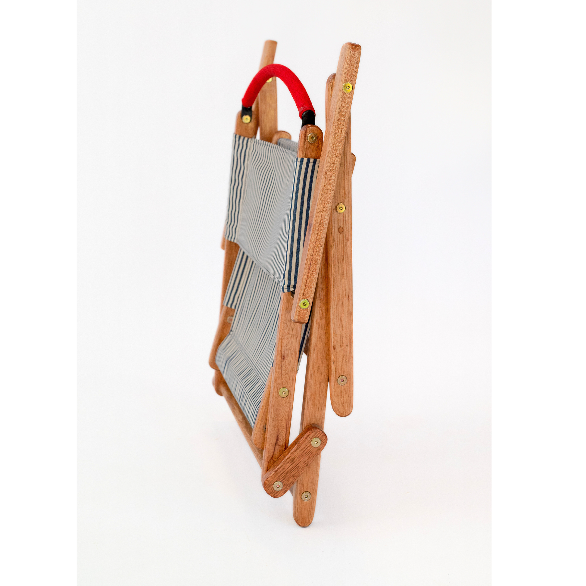 blue and white stripe folding chair