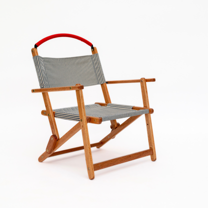 blue and white stripe folding chair