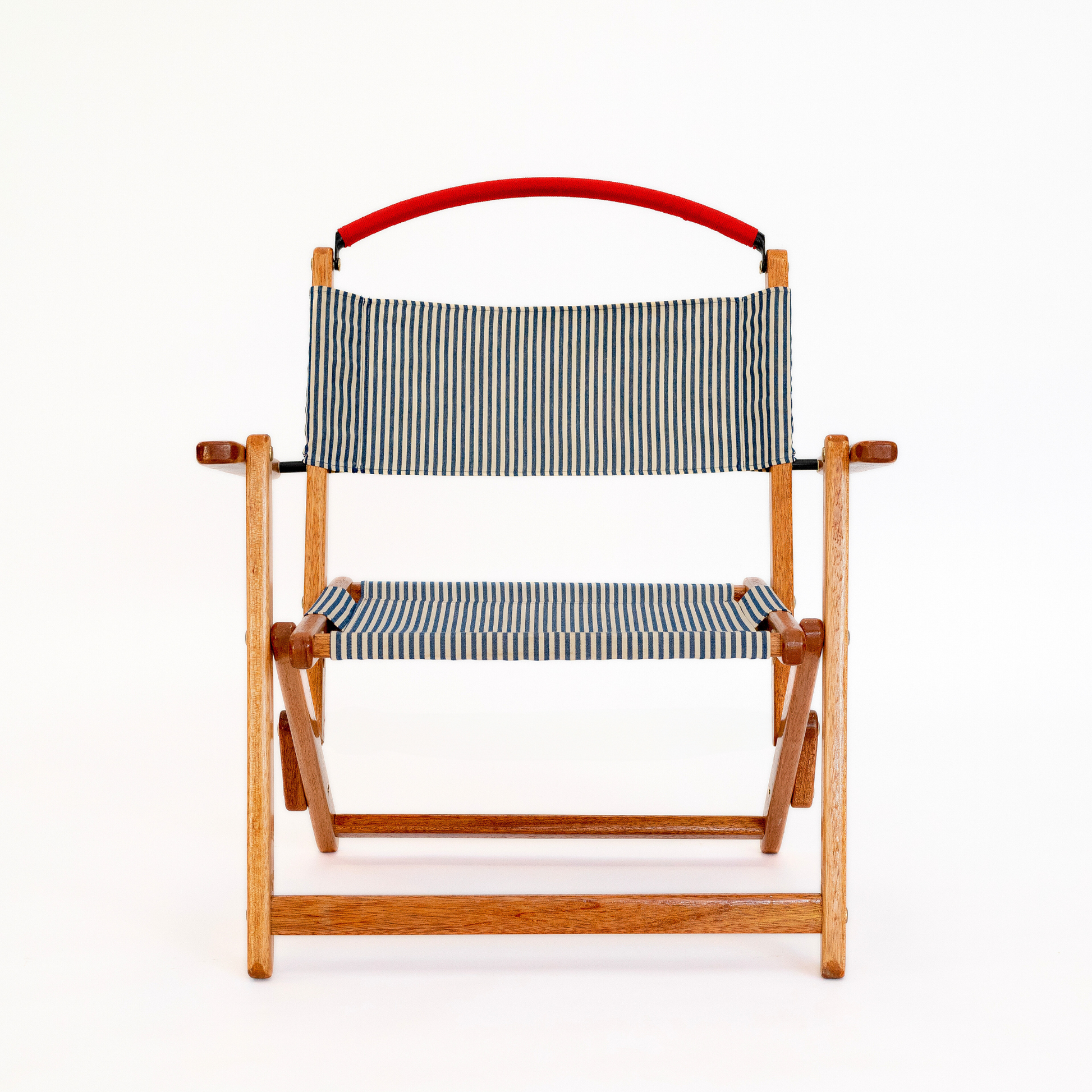 blue and white stripe folding chair