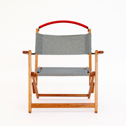 blue and white stripe folding chair