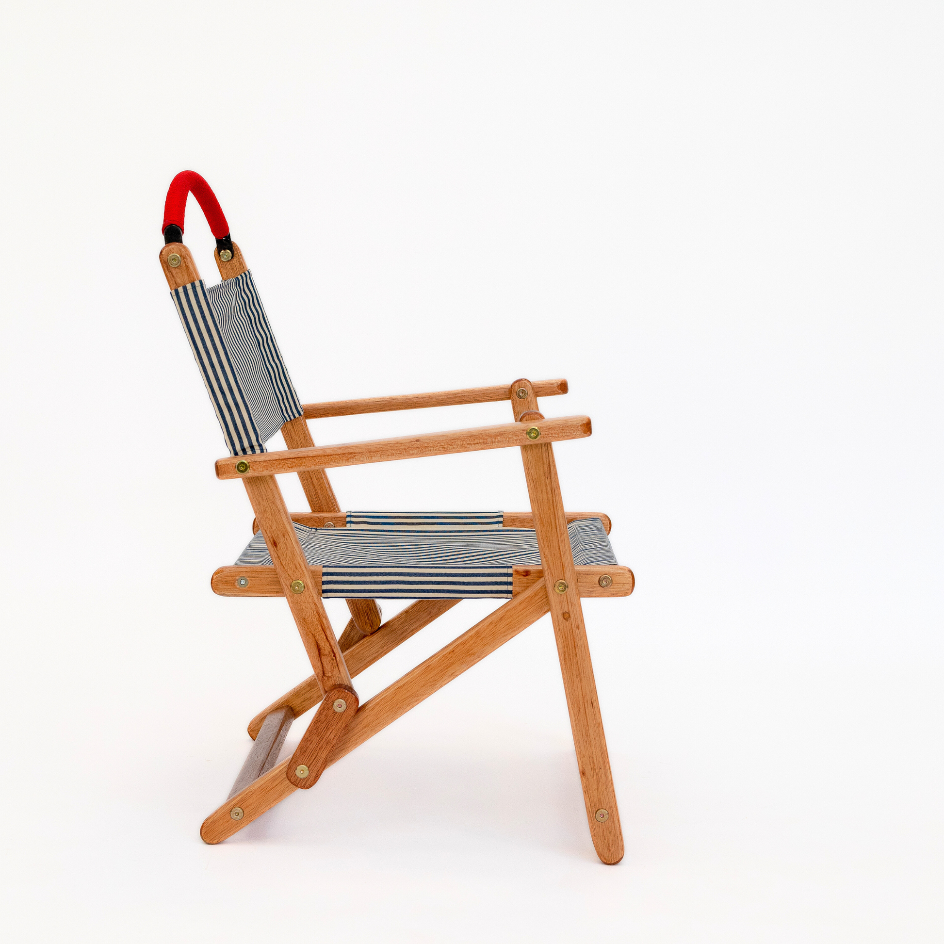 blue and white stripe folding chair